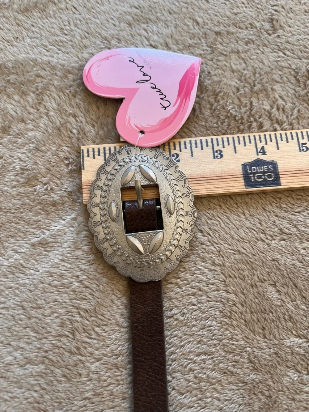 New Western Concho Belt Brown Faux Leather Silver Tone Stamped Concho XL